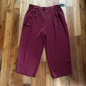 Vintage Rena Rowan Burgundy Wide Leg Dress Pants 22W NWT Career Office Trouser